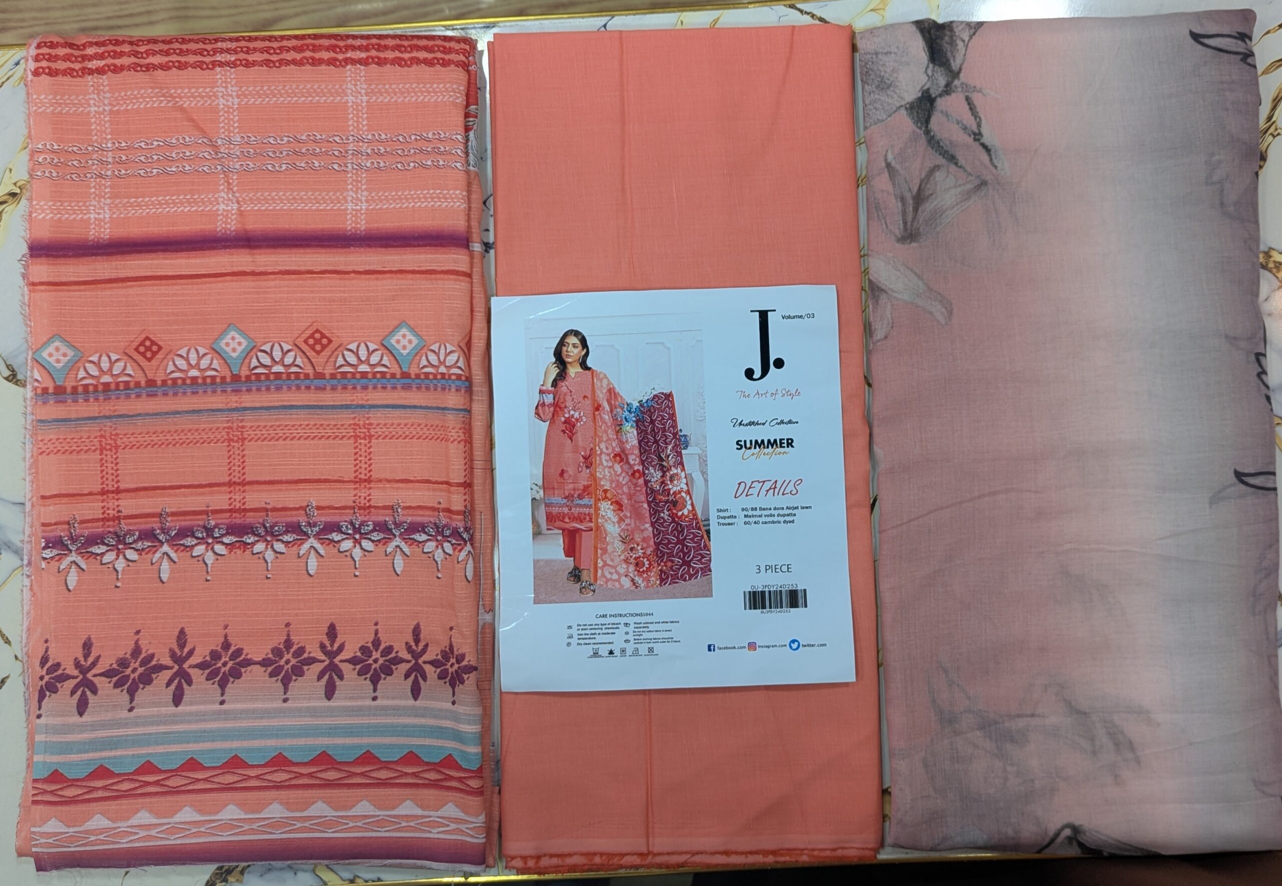 J. 3 Pc’s Lawn Bana Dora